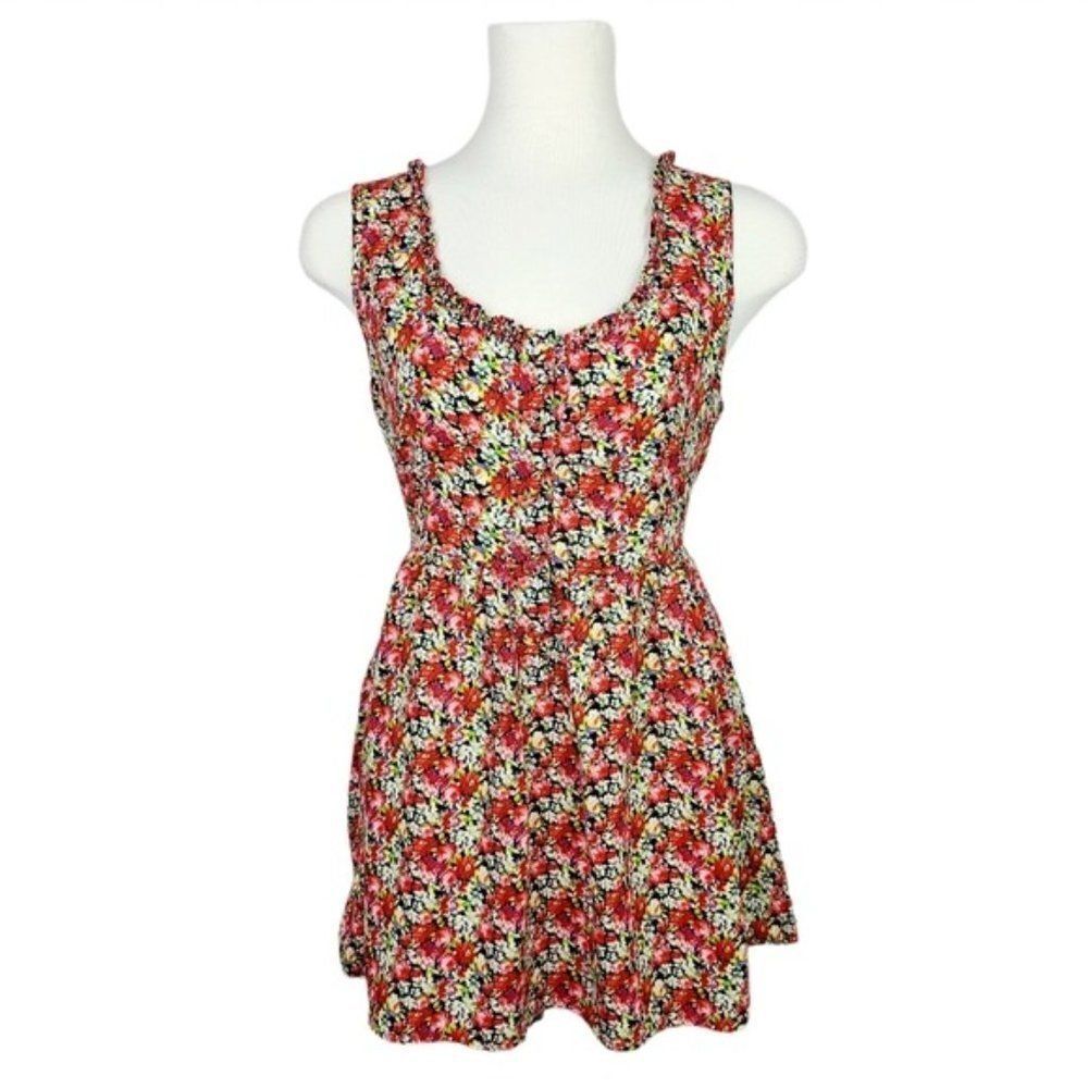 FOREVER 21 Floral Button Front Skater Dress Medium